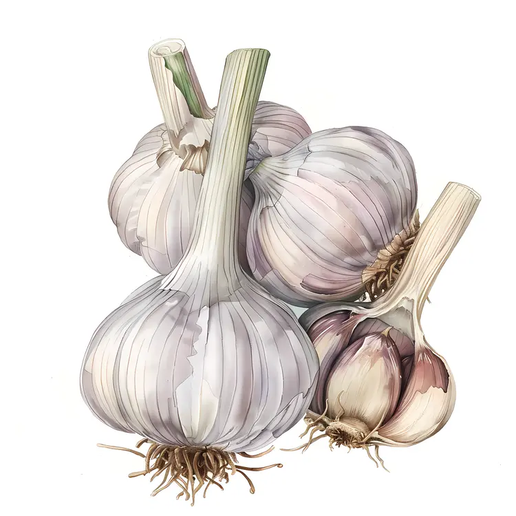 Garlic Bulbs and Cloves Illustration