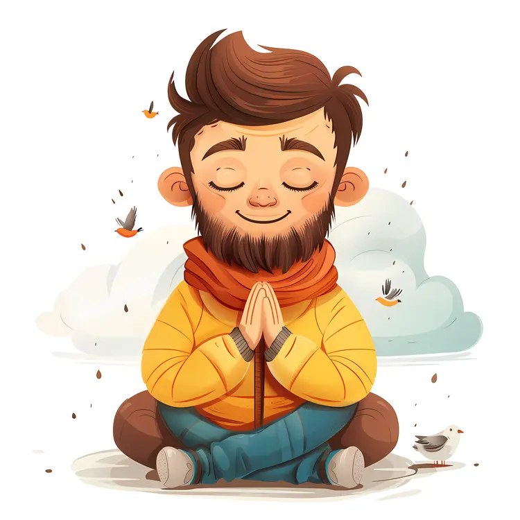 Praying Boy with Birds