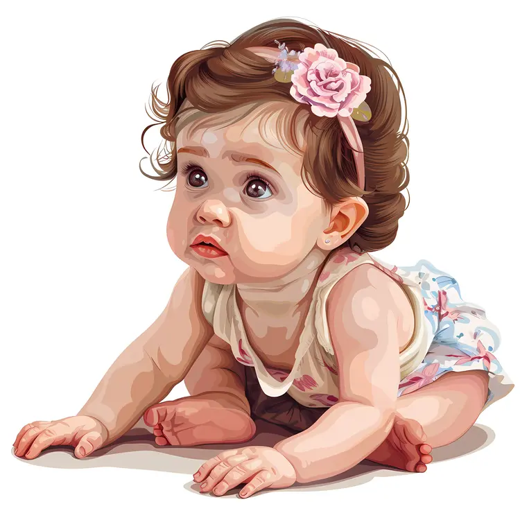 Adorable Baby Girl Crawling