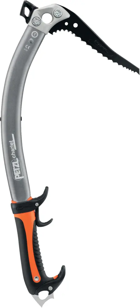 Gray and Orange Petzl Charlet Ice Axe