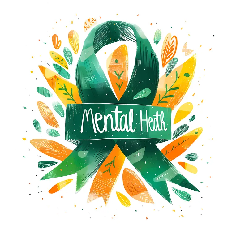 Mental Health Ribbon Illustration
