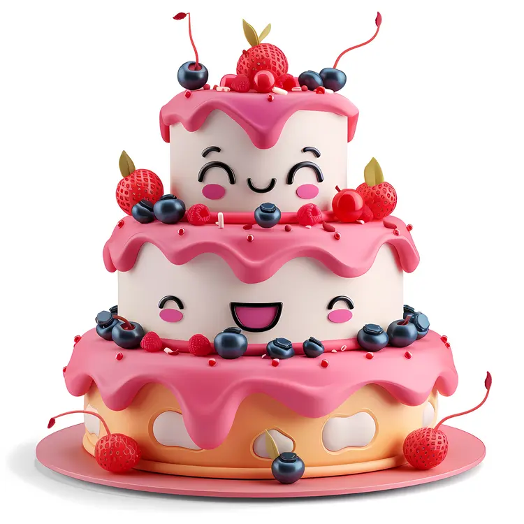 Cute Three-Tier Cake with Berries