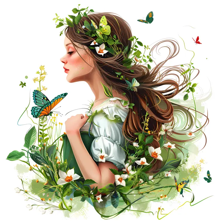 Nature Girl with Butterflies