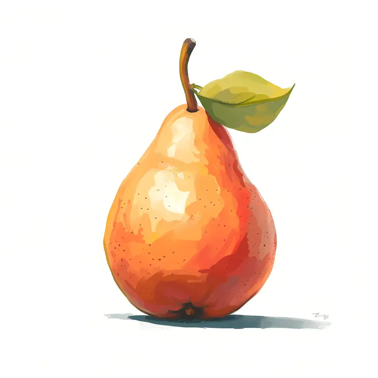 Juicy Pear with Leaf