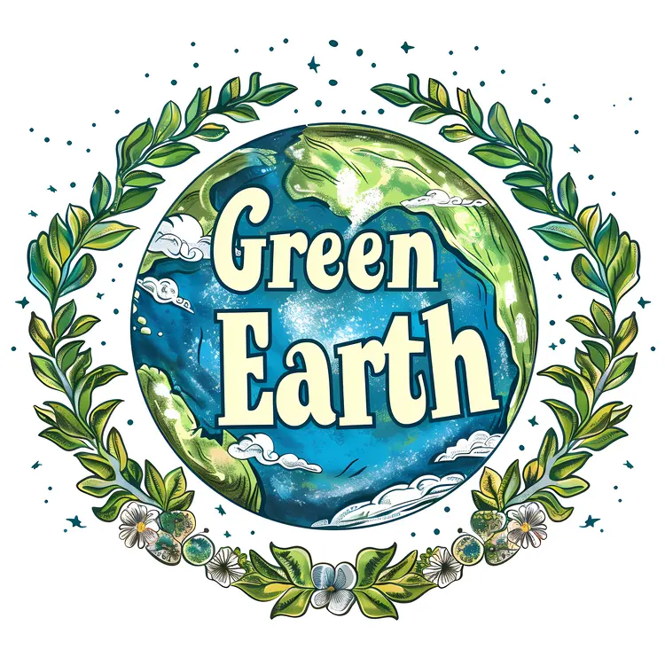 Green Earth with Floral Wreath