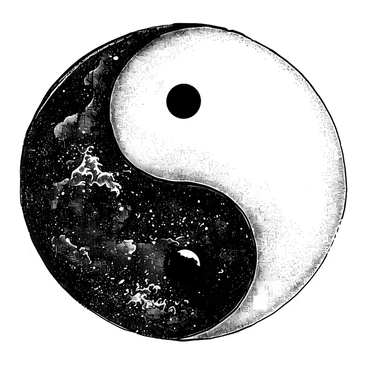 Yin Yang Symbol with Ocean Waves