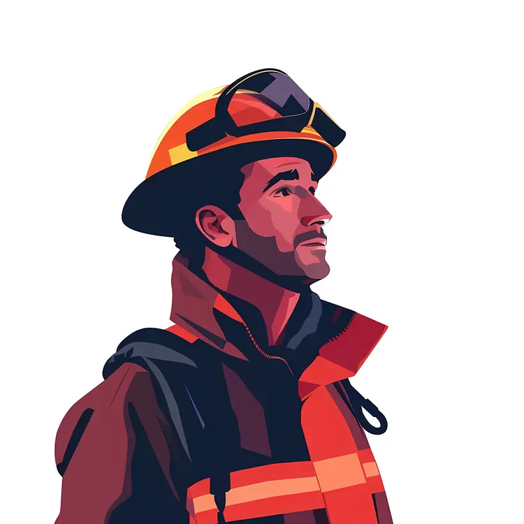 Firefighter in Uniform with Helmet