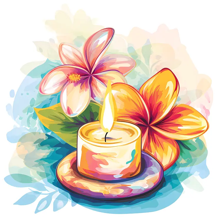Candle with Flowers for a Relaxing Ambiance
