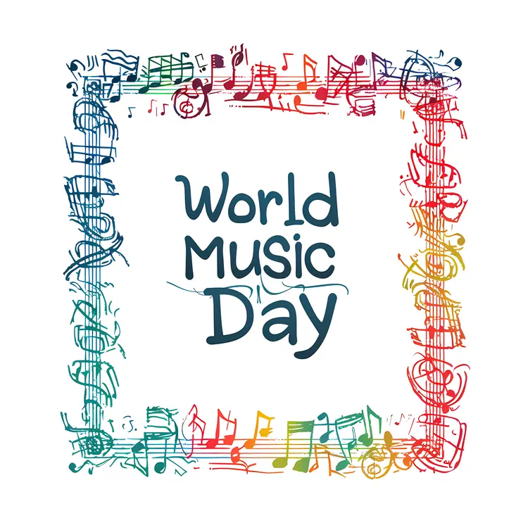 World Music Day Celebration with Colorful Notes