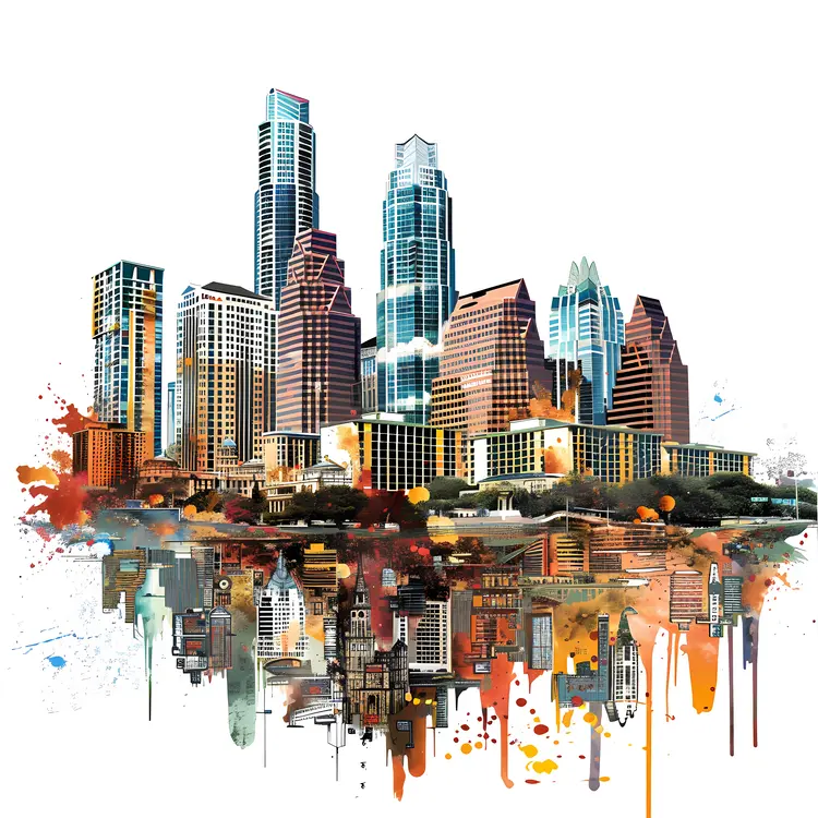 Abstract City Skyline with Skyscrapers