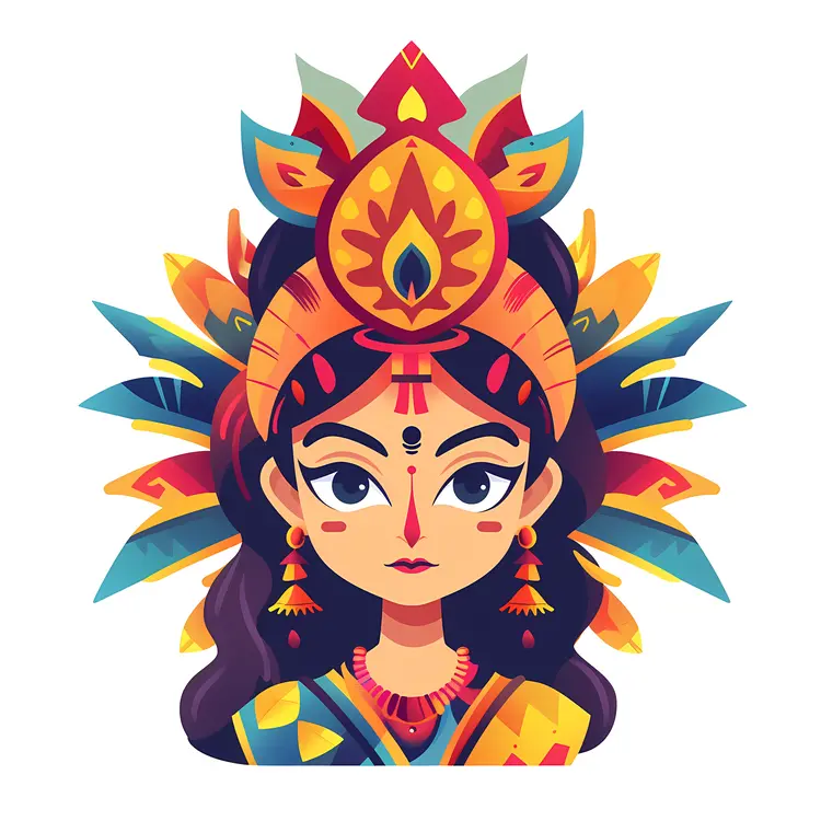 Vibrant Goddess Illustration with Colorful Elements