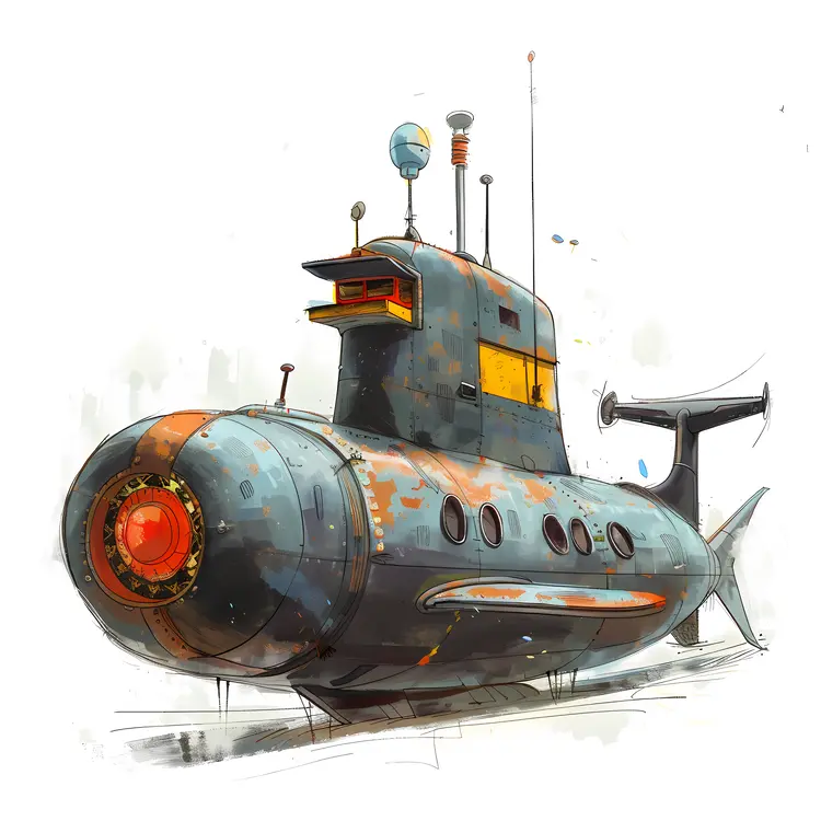 Colorful Submarine Illustration