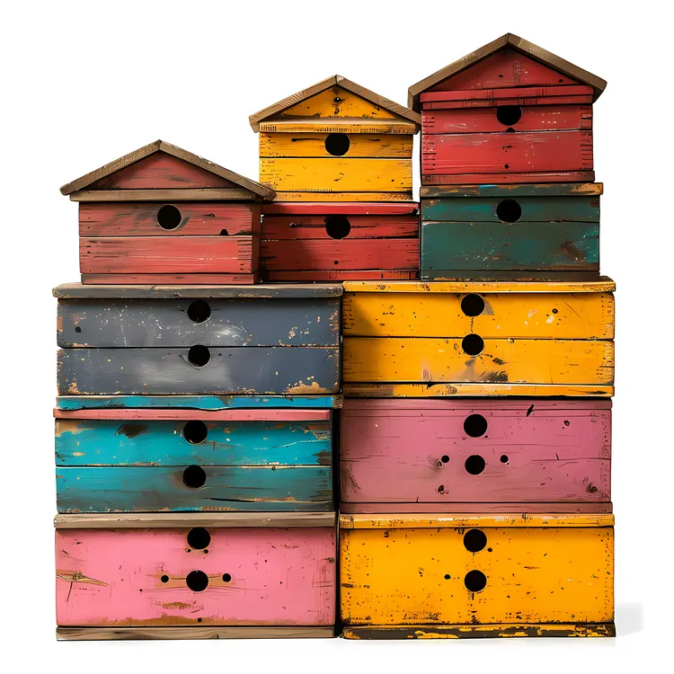 Stacked Colorful Birdhouses