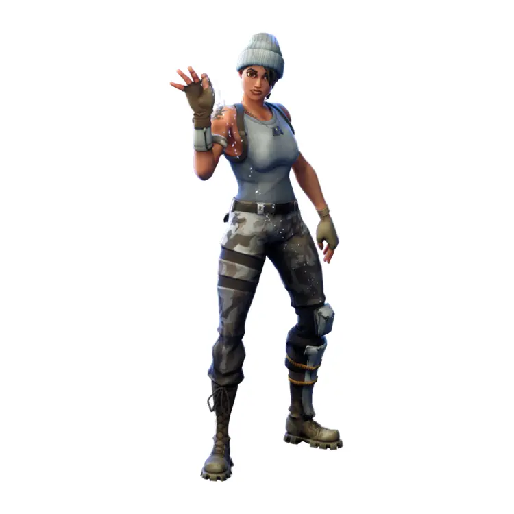 Female Fortnite Character in Gray Outfit