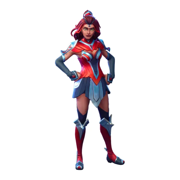 Female Character in Red and Blue Outfit