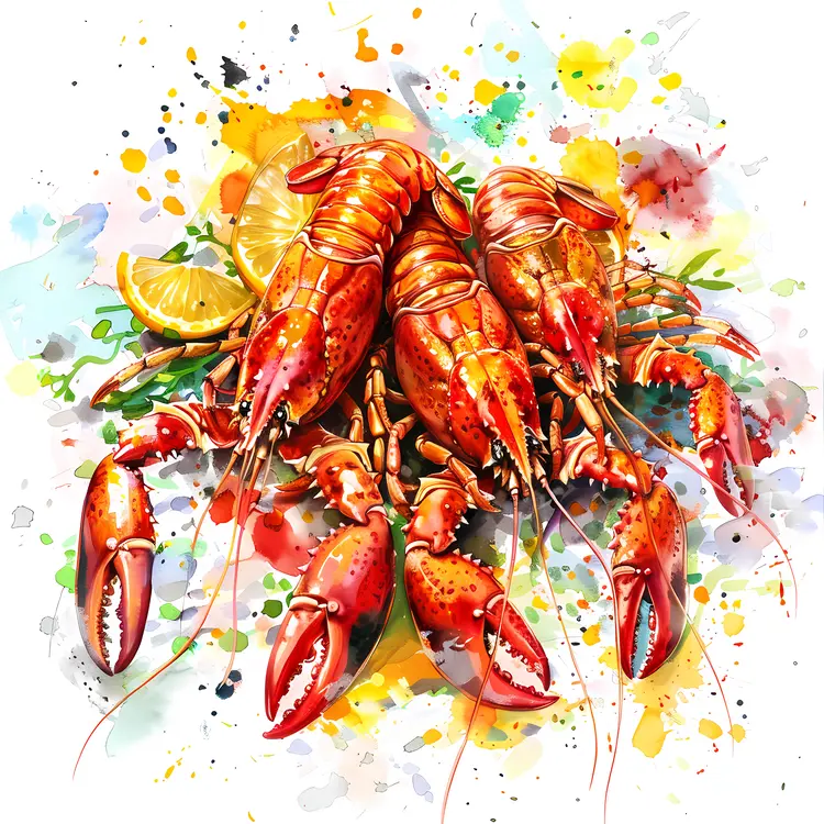 Cooked Lobster with Lemon and Herbs Illustration