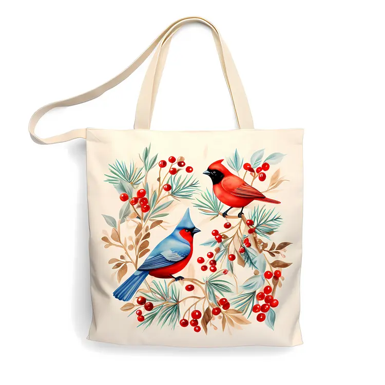 Cardinal Birds and Berries Tote Bag