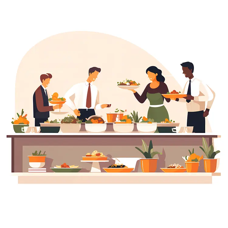 Buffet Table with Various Dishes