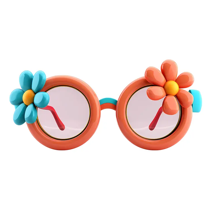 Flower Round Glasses with Colorful Design