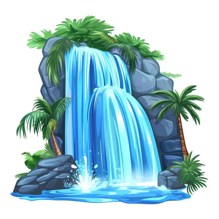 Purple Waterfall on Rocky Terrain