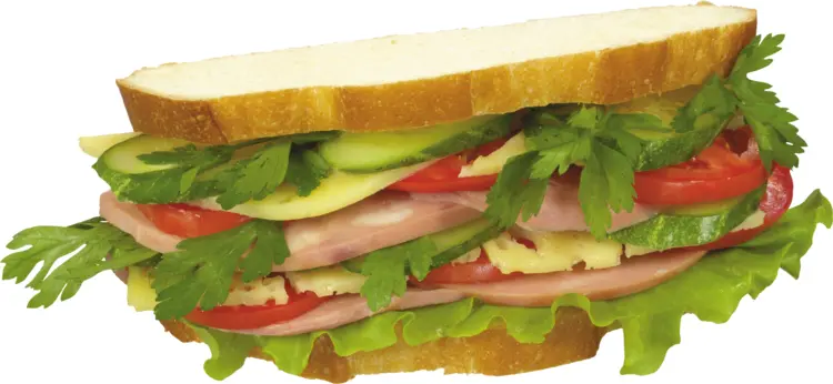 Vegetable Sandwich with Ham and Cheese