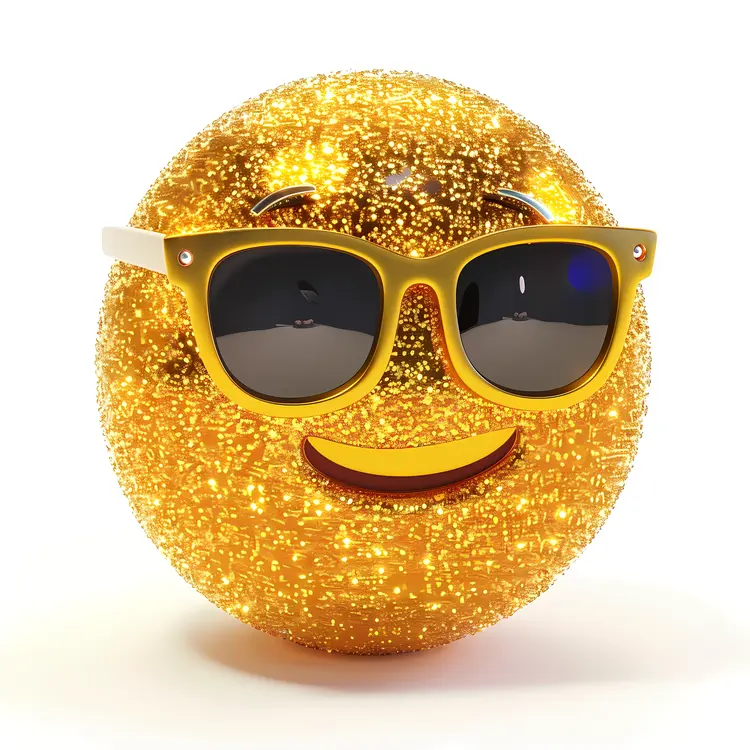 Cool Golden Emoji with Sunglasses