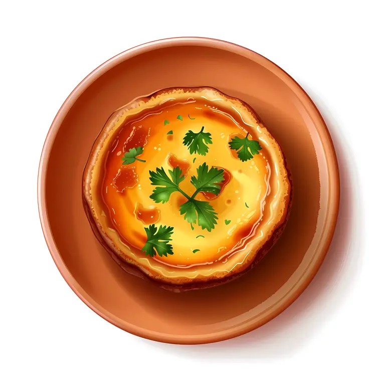 Single Egg Tart on Brown Plate