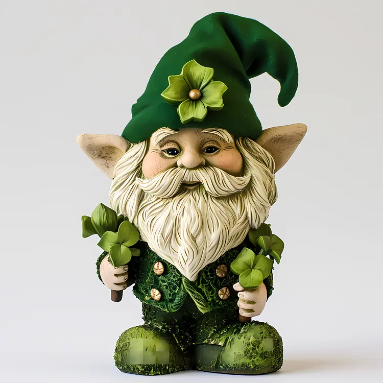 Green Gnome with Flowers