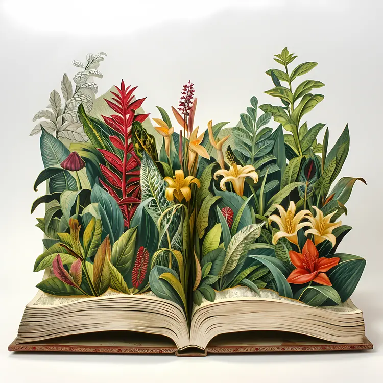 Open Book with Flowers