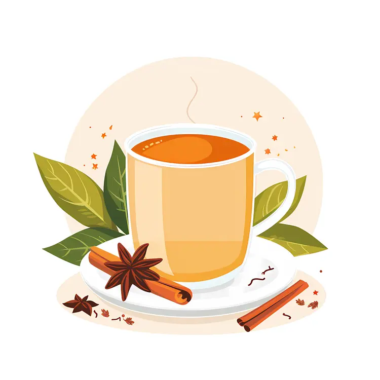 Beige Cup with Tea and Spices Illustration