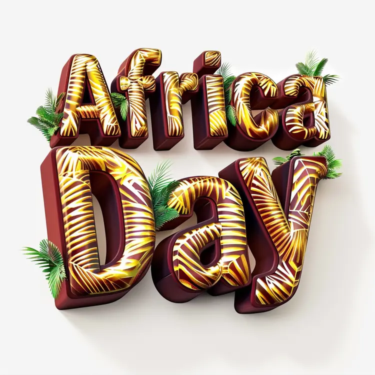 3D Africa Day Text with Decorations