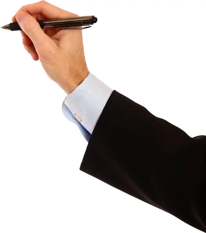 Hand Holding a Pen in Suit