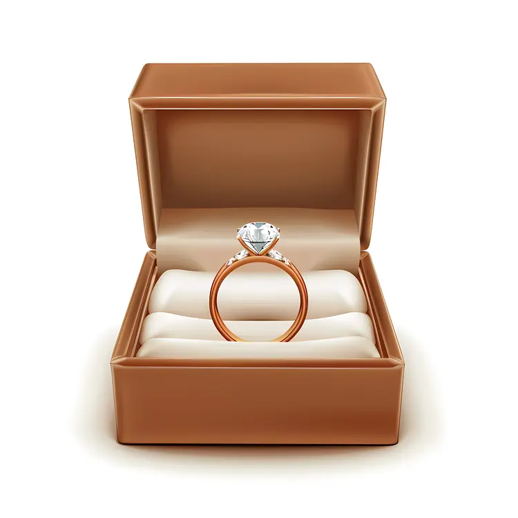 Gorgeous Diamond Ring in Light Brown Box