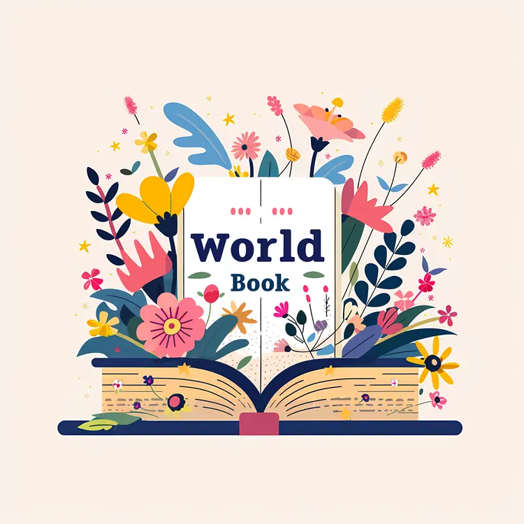 World Book Day with Flowers Sprouting from Open Book