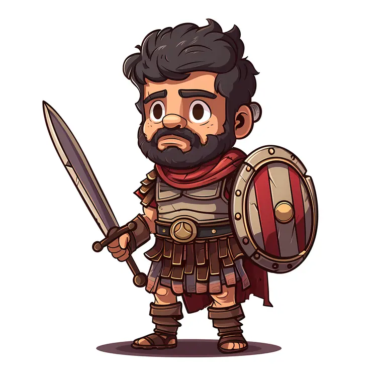Bearded Roman Soldier with Shield and Sword