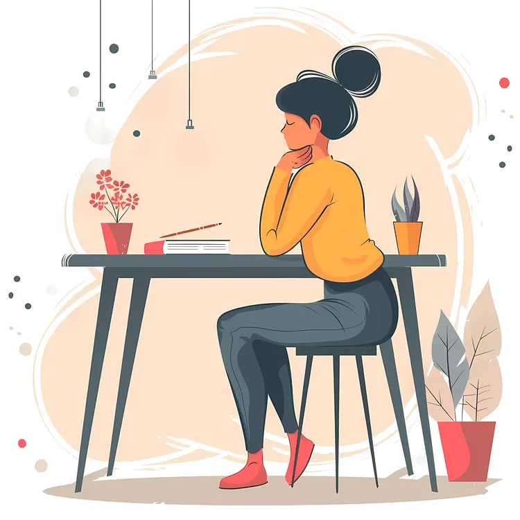 Woman Pondering at Table