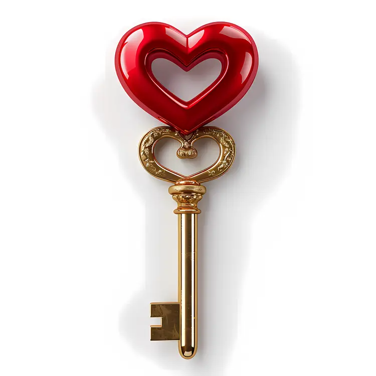 Heart Key with Red Hollow Center