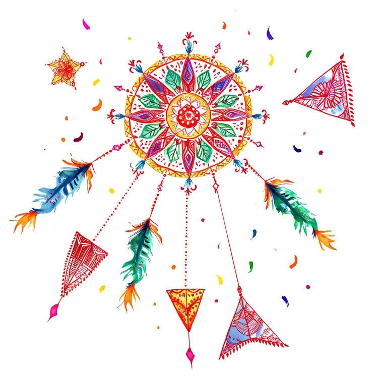 Mandala Kite with Feathers
