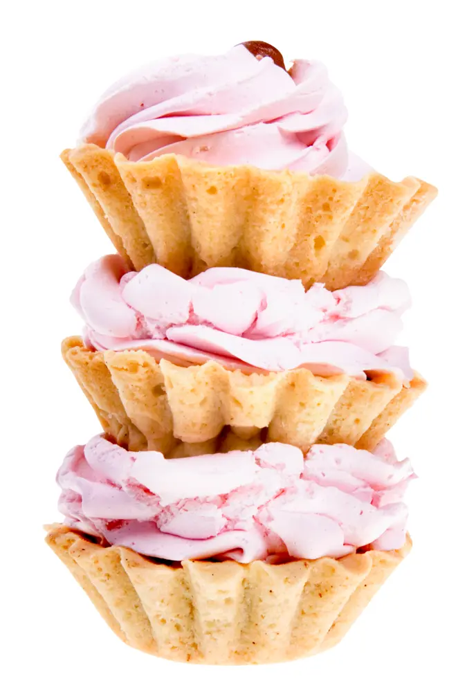 Stack of Delicious Cupcakes with Pink Icing