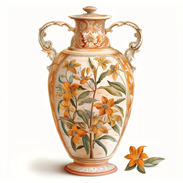 Intricate Floral Ceramic Vase