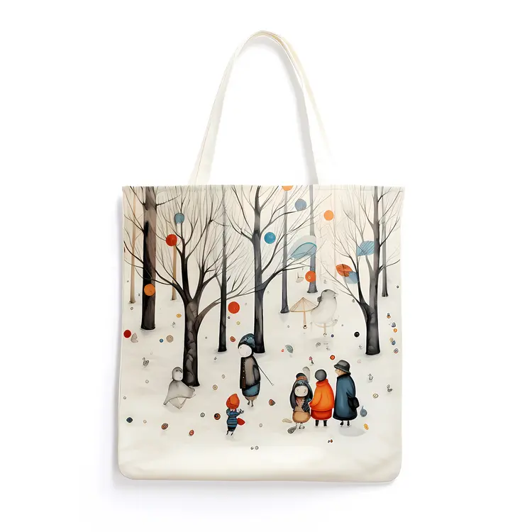 Winter Scene with People Tote Bag