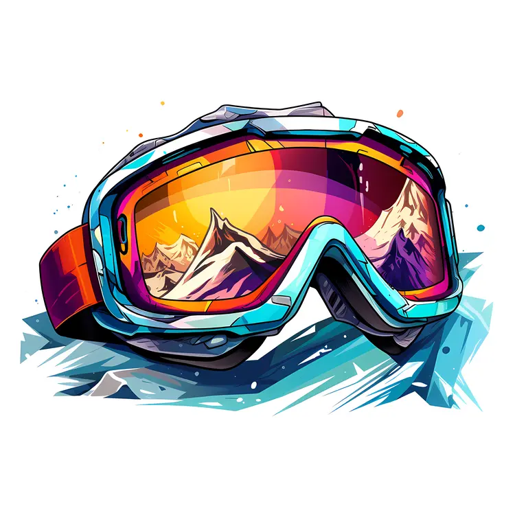 Ski Goggles with Mountain Reflection