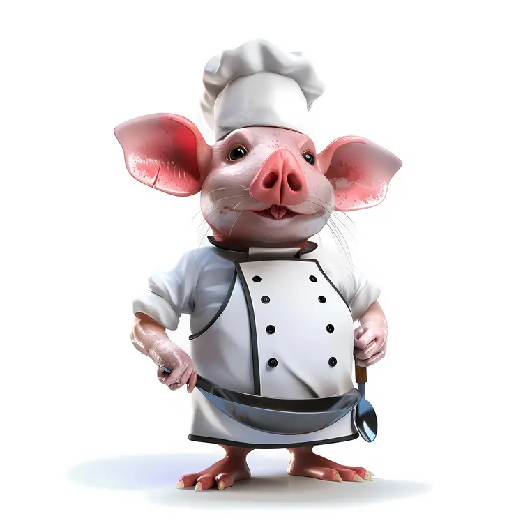 Cute Pig Chef in Uniform