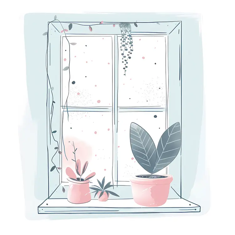 Minimalist Window with Potted Plants