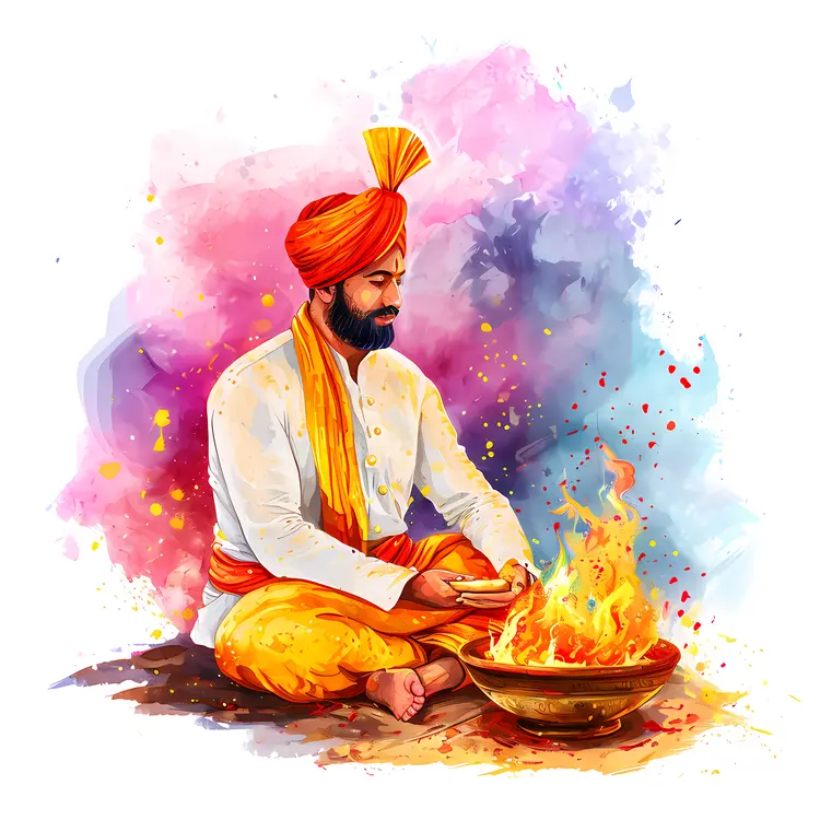 Man Performing Fire Ritual