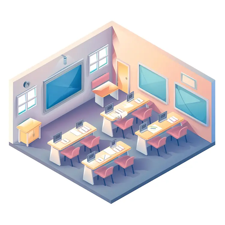 Modern Classroom with Computers