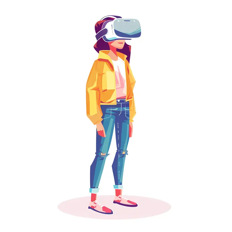 Girl in Yellow Jacket with VR Headset