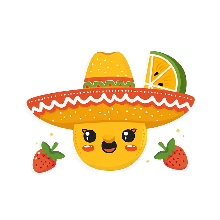 Cute Fruit with Sombrero
