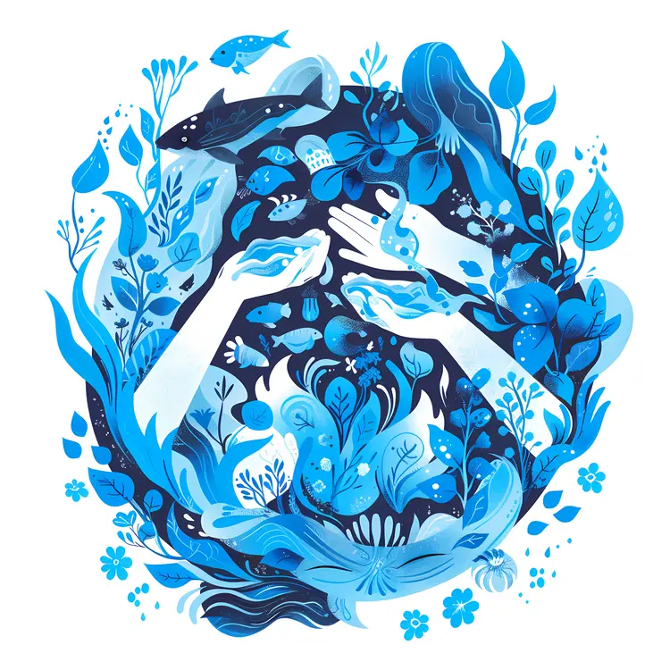 Hands Holding Nature Illustration