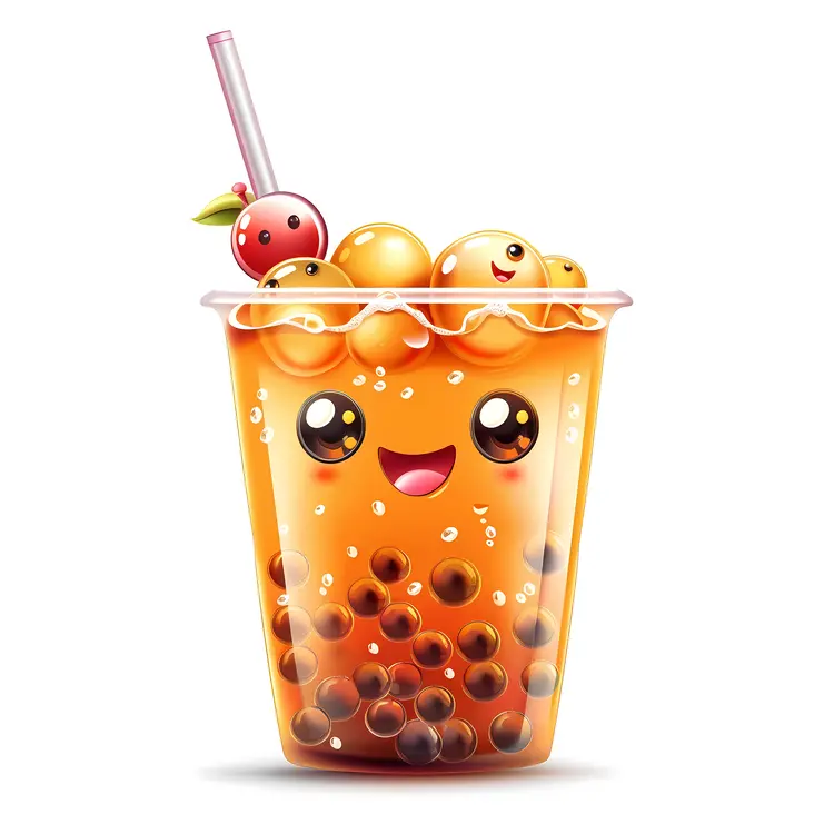 Bubble Tea with Boba and Straw